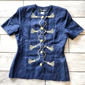 Lifelike Lindarico Collection Women’s Embroidered Vintage Short sleeve Blazer